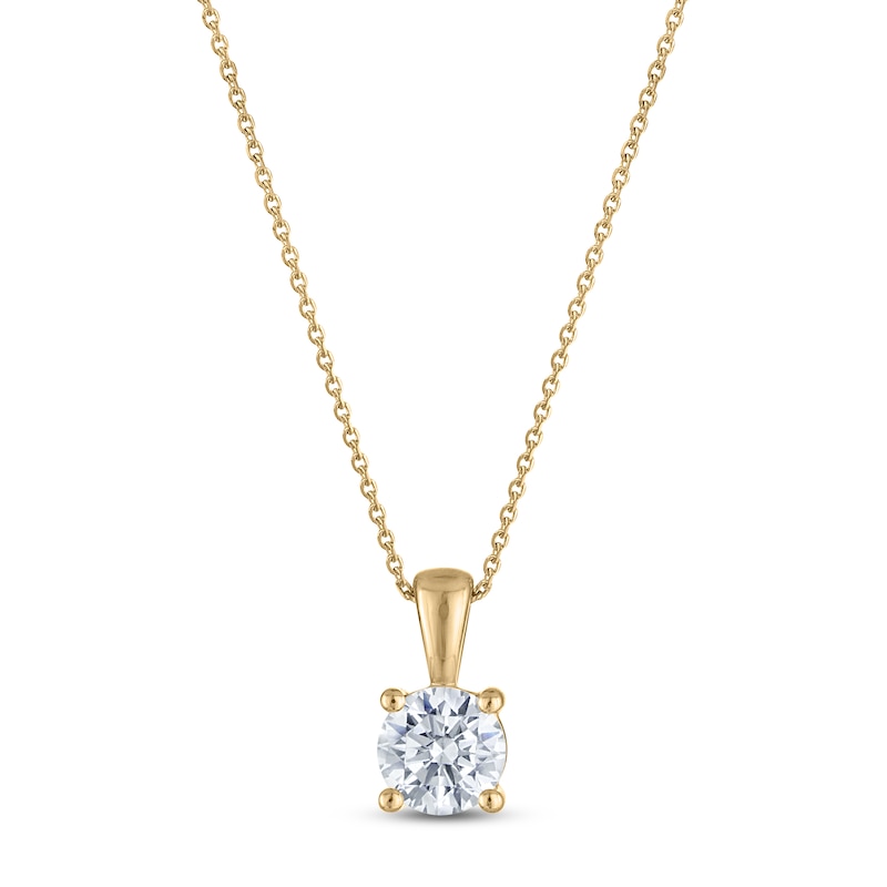 Main Image 1 of Jared Signature Certified Round-Cut Diamond Solitaire Necklace 1/2 ct tw 14K Yellow Gold 18" (I1/I)