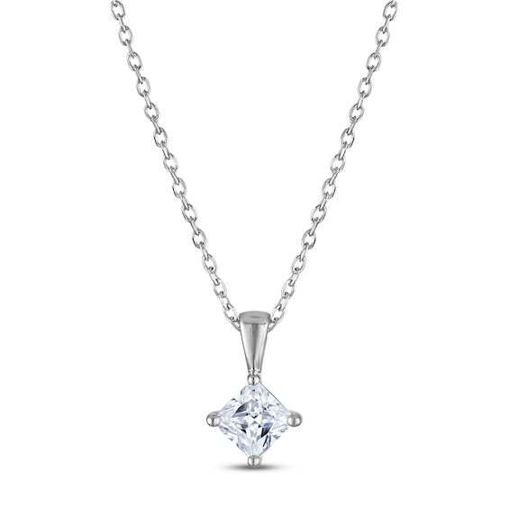 Jared Signature Certified Princess-Cut Diamond Solitaire Necklace 1/2 ct tw 14K White Gold 18" (I1/I)