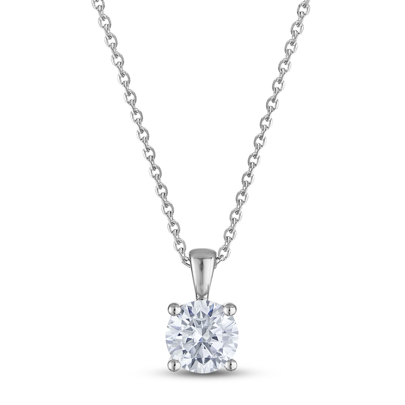 Main Image 1 of Jared Signature Certified Round-Cut Diamond Solitaire Necklace 1 ct tw 14K White Gold 18" (I1/I)