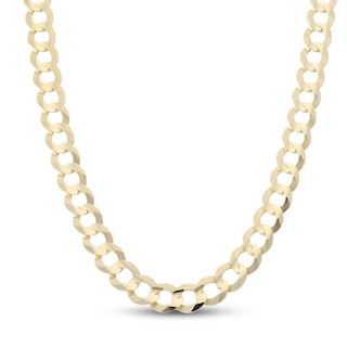 7mm Concave Cuban Curb Chain Necklace Solid 10K Yellow Gold 22"