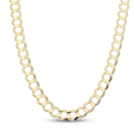 7mm Concave Cuban Curb Chain Necklace Solid 10K Yellow Gold 22"