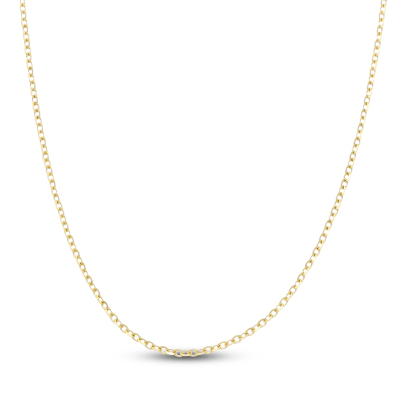 Main Image 1 of 1.0mm Cable Chain Necklace Solid 14K Yellow Gold 20"