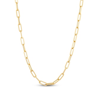 Italia D'Oro 3.2mm Paperclip Chain Necklace Hollow 14K Yellow Gold 18"