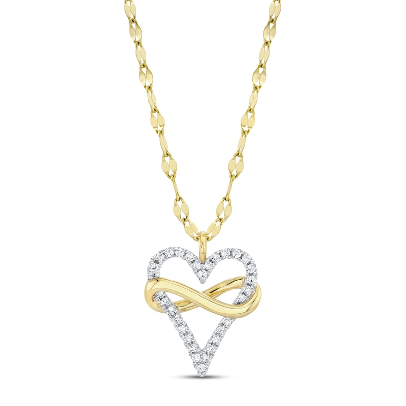 Main Image 1 of Shy Creation Diamond Infinity Heart Necklace 1/10 ct tw 14K Two-Tone Gold 18" SC55029752RD