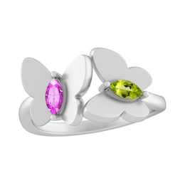 Color Stone Couple's Butterfly Ring