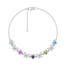Birthstone Family & Mother's Butterfly Bracelet (1-5 Stones and 1-4 Lines)