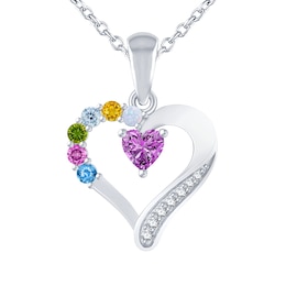 Mother's Family Heart-Shaped Birthstone Necklace