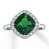 Thumbnail Image 0 of Lab-Created Emerald Ring Lab-Created Sapphires 10K White Gold
