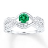 Thumbnail Image 0 of Lab-Created Emerald 1/10 ct tw Diamonds Sterling Silver Ring