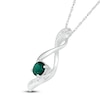 Thumbnail Image 0 of Lab-Created Emerald Diamond Accents Sterling Silver Necklace