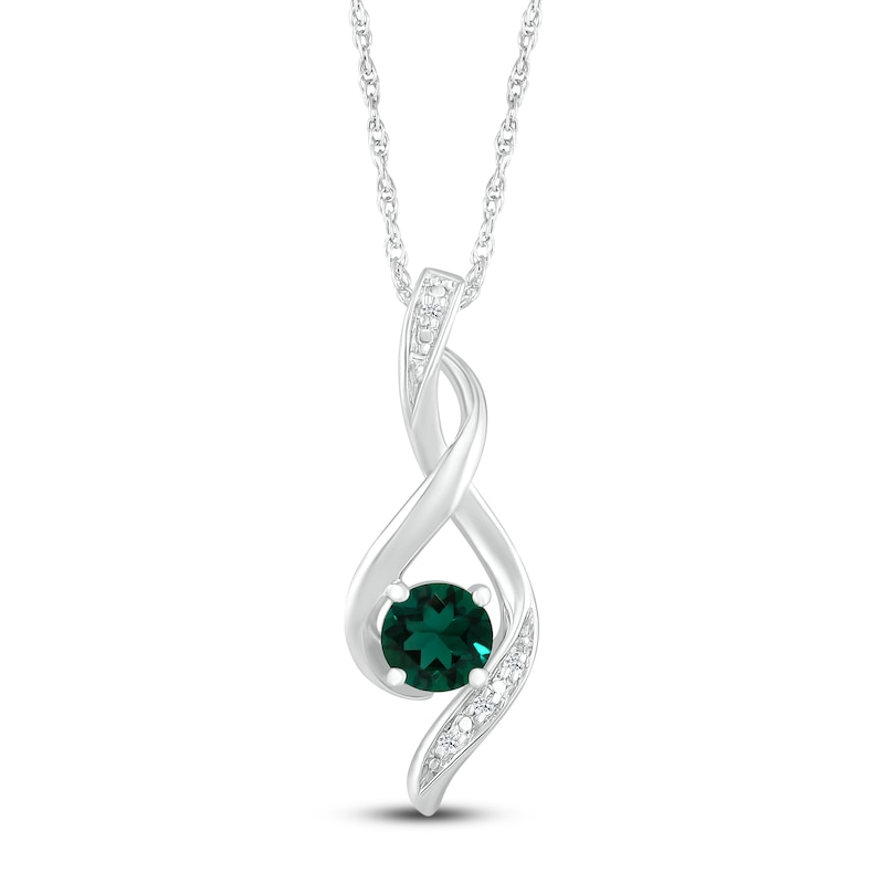 Lab-Created Emerald Diamond Accents Sterling Silver Necklace