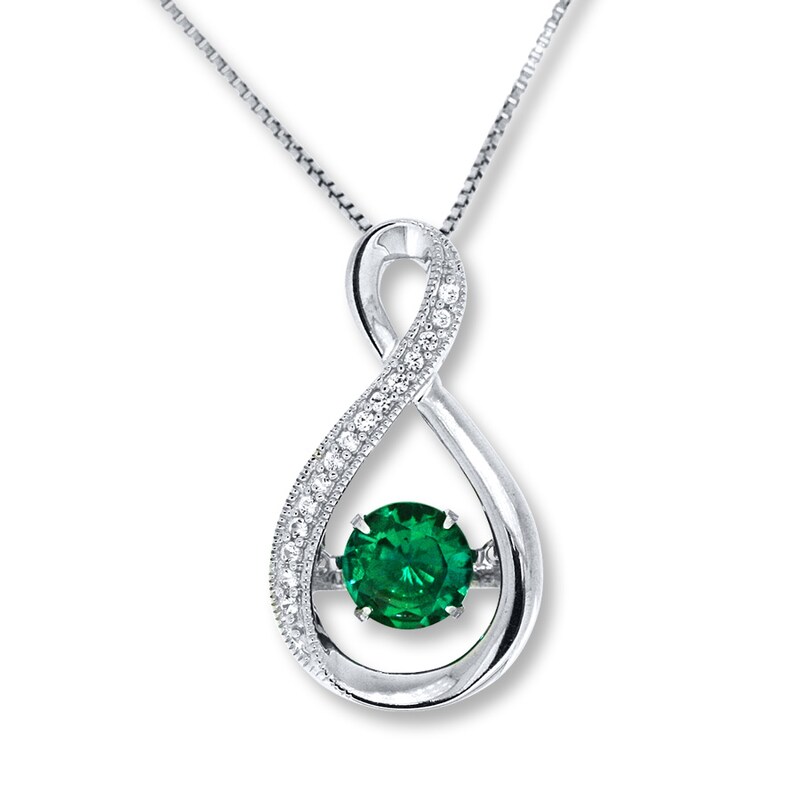 Main Image 1 of Colors in Rhythm Necklace Lab-Created Emerald Sterling Silver