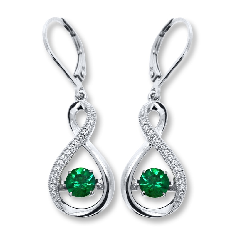 Main Image 1 of Colors in Rhythm Earrings Lab-Created Emeralds Sterling Silver
