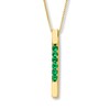 Thumbnail Image 1 of Bar Necklace Lab-Created Emeralds 10K Yellow Gold