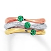 Lab-Created Emerald & Lab-Created Sapphire Ring 10K Tri-tone Gold/Sterling Silver