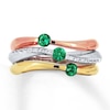 Thumbnail Image 1 of Lab-Created Emerald & Lab-Created Sapphire Ring 10K Tri-tone Gold/Sterling Silver