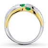 Thumbnail Image 1 of Lab-Created Emerald & Lab-Created Sapphire Ring 10K Tri-tone Gold/Sterling Silver