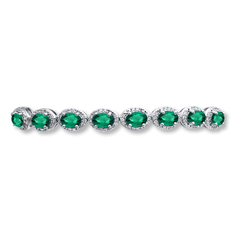 Lab-Created Emerald Sterling Silver Bolo Bracelet