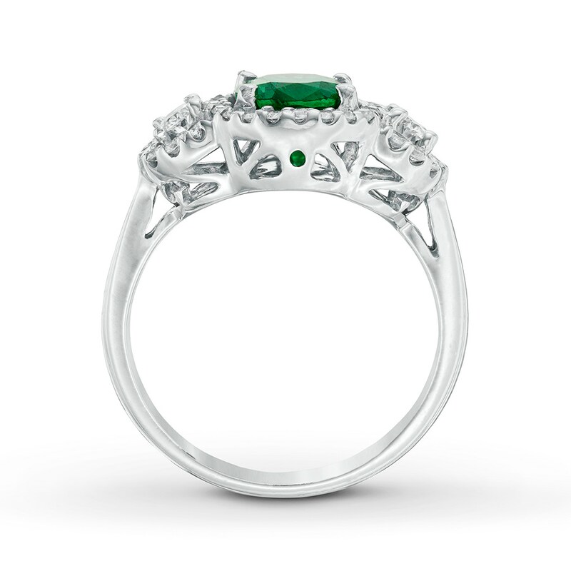 Natural Emerald Ring 5/8 ct tw Diamonds 14K White Gold | Jared