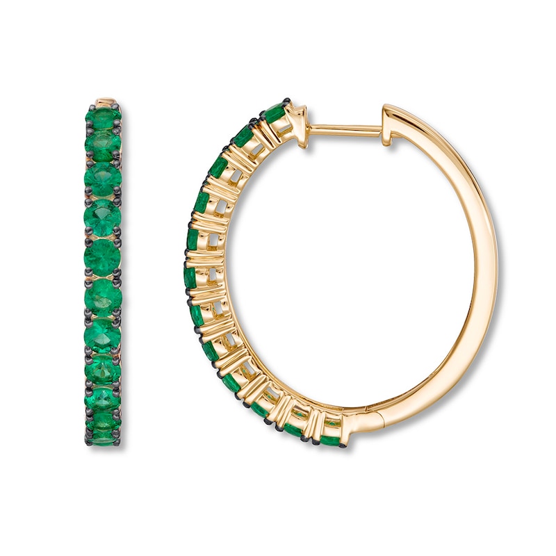 Le Vian Natural Emerald Hoop Earrings 14K Honey Gold