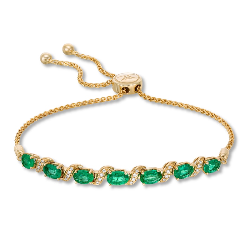 Le Vian Natural Emerald Bracelet 1/10 ct tw Diamonds 14K Honey Gold