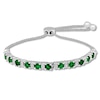 Thumbnail Image 0 of Lab-Created Emerald Bracelet 1/8 ct tw Diamonds Sterling Silver