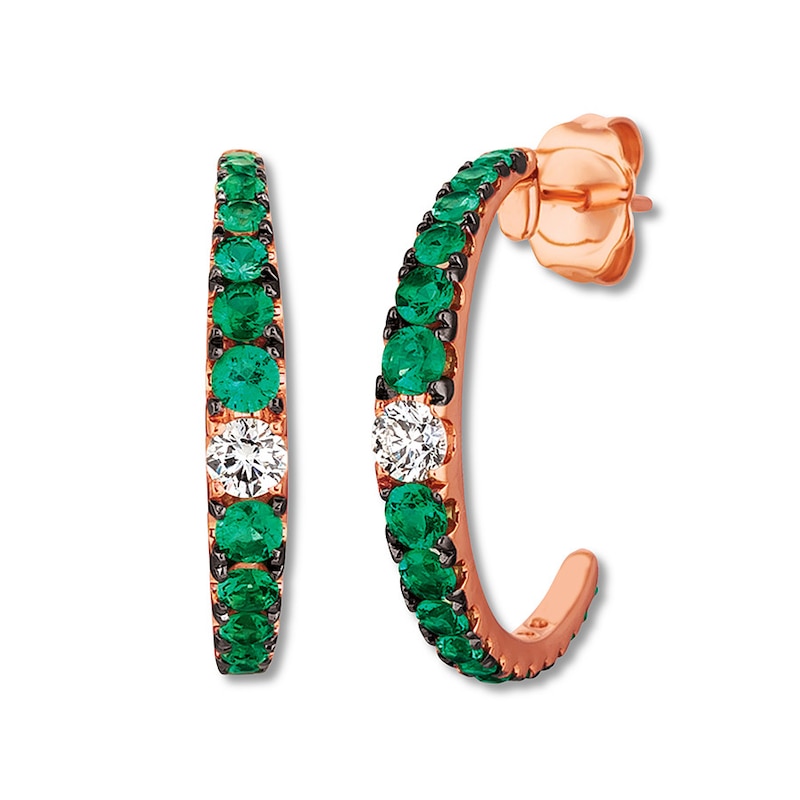 Main Image 1 of Le Vian Natural Emerald Earrings 1/5 ct tw Diamonds 14K Gold