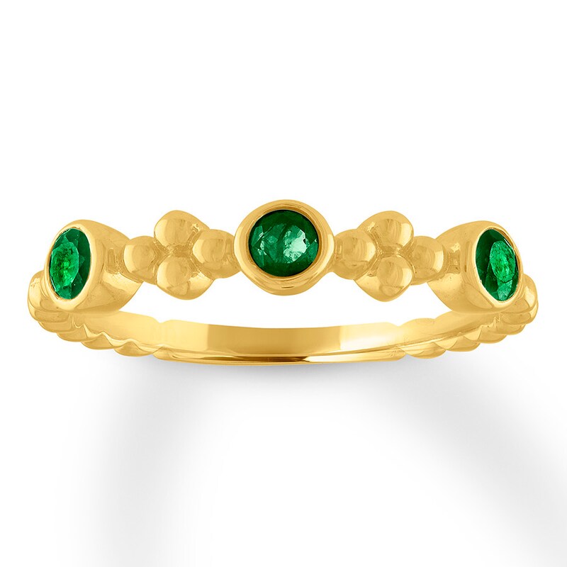 Natural Emerald Band Bezel-set 10K Yellow Gold