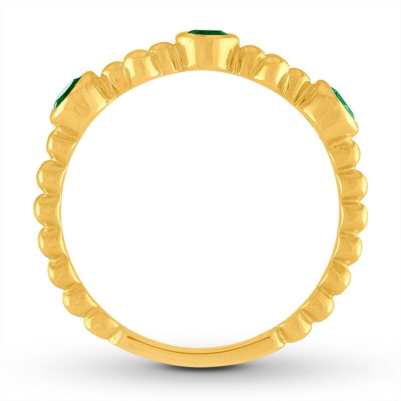 Natural Emerald Band Bezel-set 10K Yellow Gold