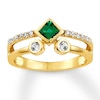 Thumbnail Image 0 of Lab-Created Emerald Ring Lab-Created Sapphires 10K Yellow Gold
