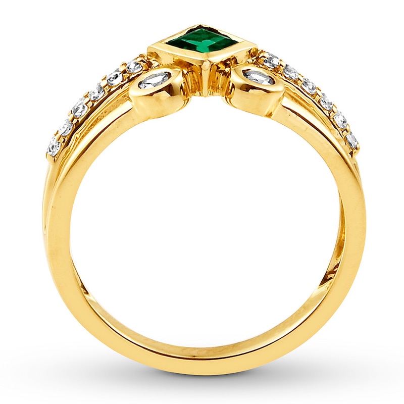 Lab-Created Emerald Ring Lab-Created Sapphires 10K Yellow Gold