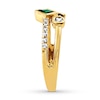 Thumbnail Image 2 of Lab-Created Emerald Ring Lab-Created Sapphires 10K Yellow Gold