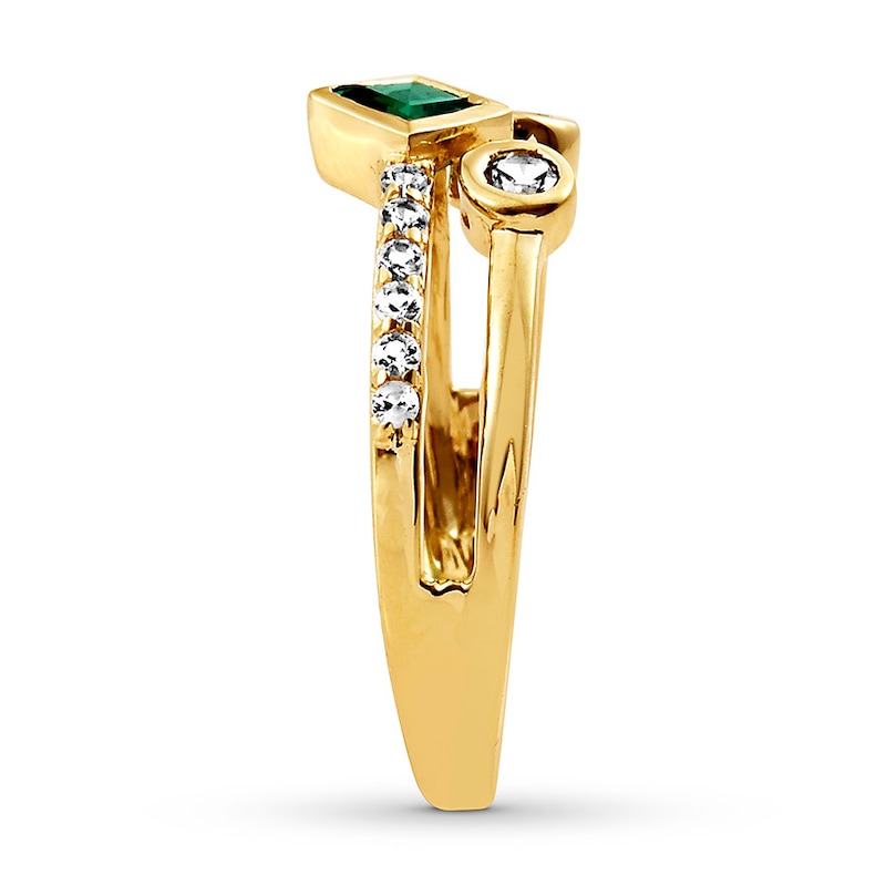 Lab-Created Emerald Ring Lab-Created Sapphires 10K Yellow Gold