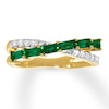 Thumbnail Image 0 of Natural Emerald Ring 1/6 ct tw Diamonds 10K Yellow Gold