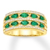 Thumbnail Image 0 of Lab-Created Emerald Ring Lab-Created Sapphires 10K Yellow Gold