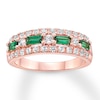 Thumbnail Image 0 of Lab-Created Emerald & Sapphire Ring 10K Rose Gold