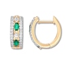 Thumbnail Image 0 of Lab-Created Emerald/Lab-Created Sapphire Hoop Earrings 10K Gold