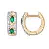 Thumbnail Image 1 of Lab-Created Emerald/Lab-Created Sapphire Hoop Earrings 10K Gold