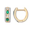 Thumbnail Image 0 of Lab-Created Emerald/Lab-Created Sapphire Hoop Earrings 10K Gold