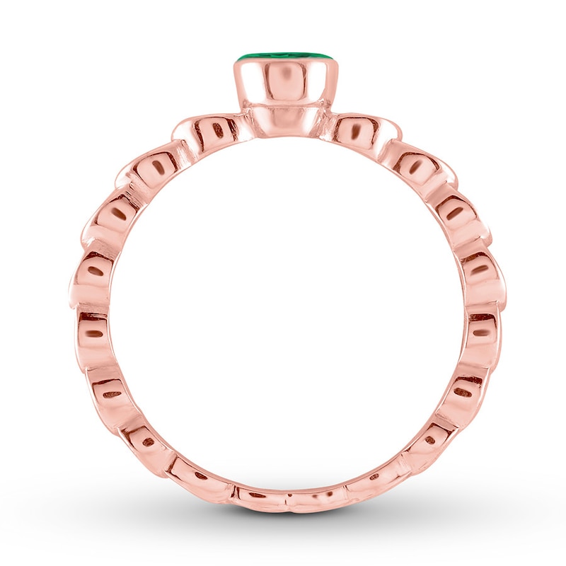 Natural Emerald Ring with Diamonds 10K Rose Gold