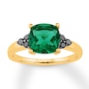 Thumbnail Image 0 of Lab-Created Emerald Ring 1/8 ct tw Black Diamonds 10K Yellow Gold