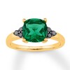 Thumbnail Image 0 of Lab-Created Emerald Ring 1/8 ct tw Black Diamonds 10K Yellow Gold