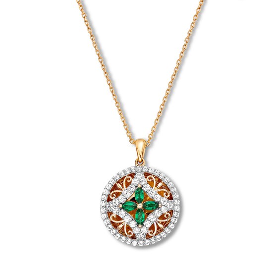 Jared The Galleria Of Jewelry Lab-Created Emerald Locket Lab-Created Sapphires 10K Gold