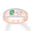 Thumbnail Image 0 of Lab-Created Emerald/Lab-Created White Sapphire Ring 10K Rose Gold