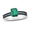 Thumbnail Image 0 of Lab-Created Emerald Ring 1/6 cttw Black Diamonds Sterling Silver