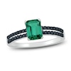 Thumbnail Image 1 of Lab-Created Emerald Ring 1/6 cttw Black Diamonds Sterling Silver