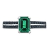 Thumbnail Image 1 of Lab-Created Emerald Ring 1/6 cttw Black Diamonds Sterling Silver