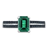 Thumbnail Image 2 of Lab-Created Emerald Ring 1/6 cttw Black Diamonds Sterling Silver
