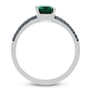 Thumbnail Image 2 of Lab-Created Emerald Ring 1/6 cttw Black Diamonds Sterling Silver