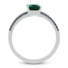Thumbnail Image 3 of Lab-Created Emerald Ring 1/6 cttw Black Diamonds Sterling Silver